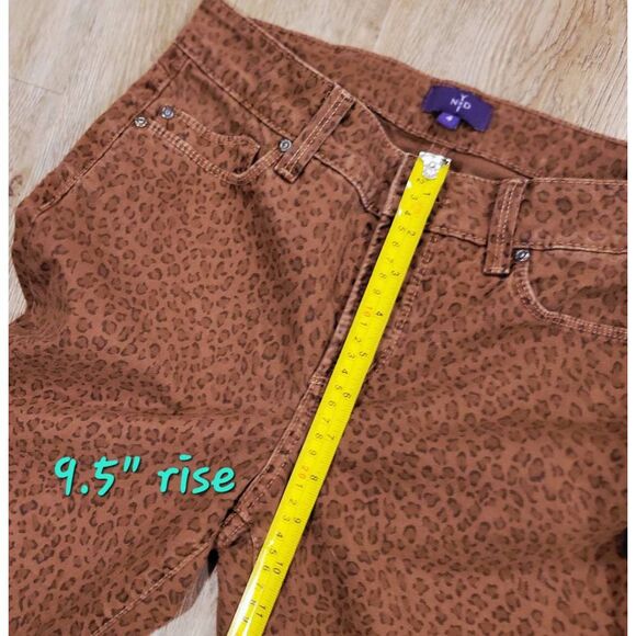 Animal print NYDJ jeans size 4 women's small leopard print straight leg  30" - Picture 4 of 6